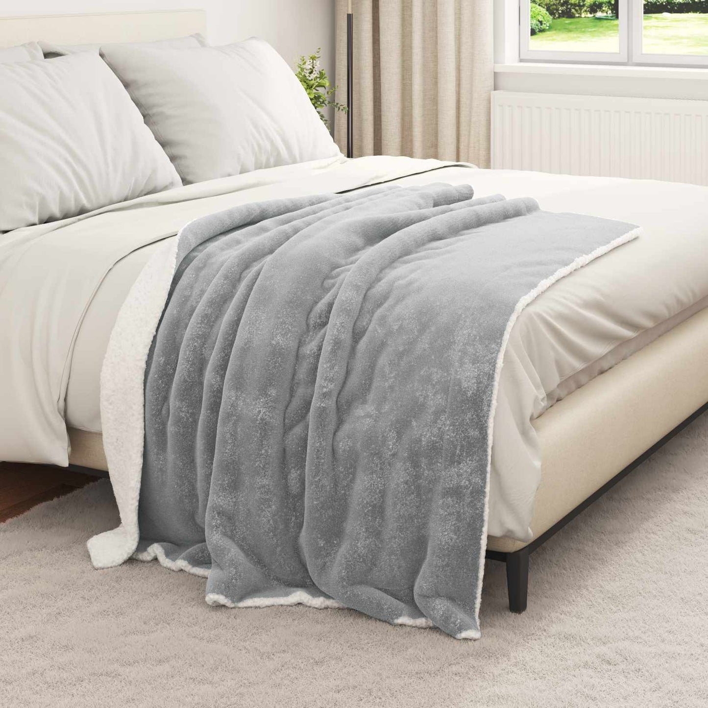 Throw Blanket Grey 130 x 150 cm Fleece