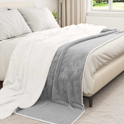 Throw Blanket Grey 220 x 240 cm Fleece