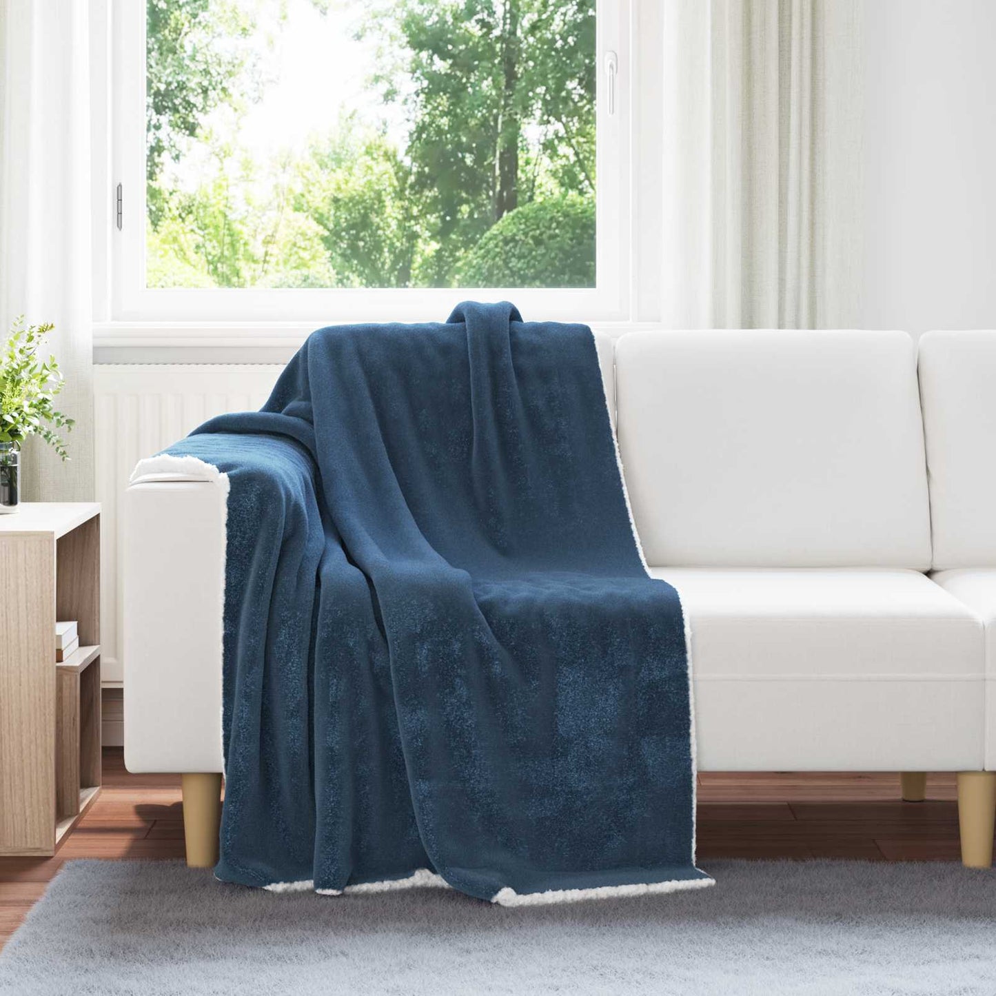 Throw Blanket Navy Blue 130 x 150 cm Fleece