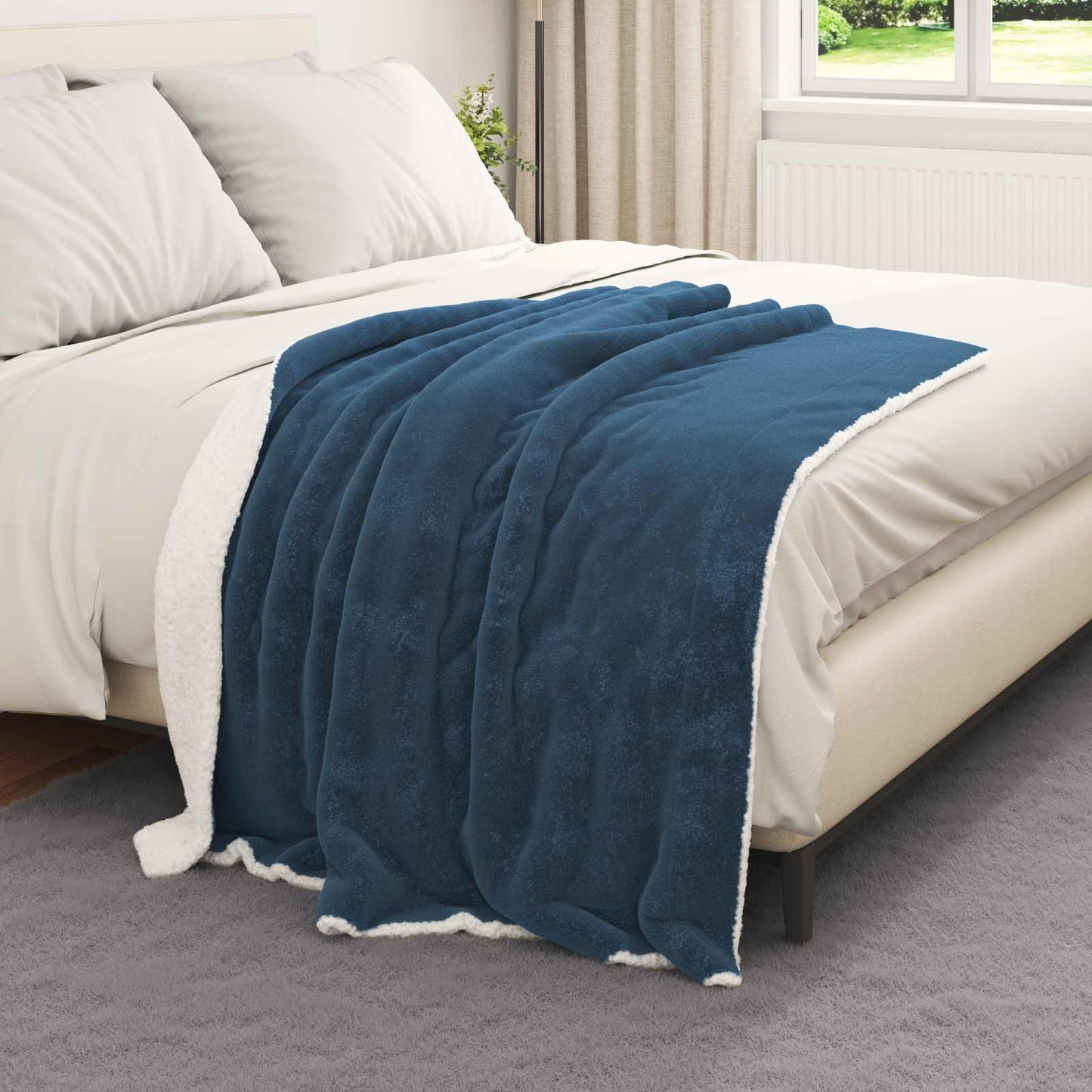 Throw Blanket Navy Blue 130 x 150 cm 1 kg Fleece