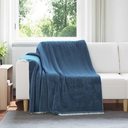 Throw Blanket Navy Blue 150 x 200 cm Fleece