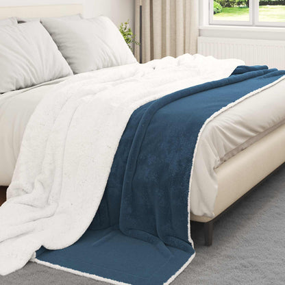 Throw Blanket Navy Blue 240 x 270 cm Fleece