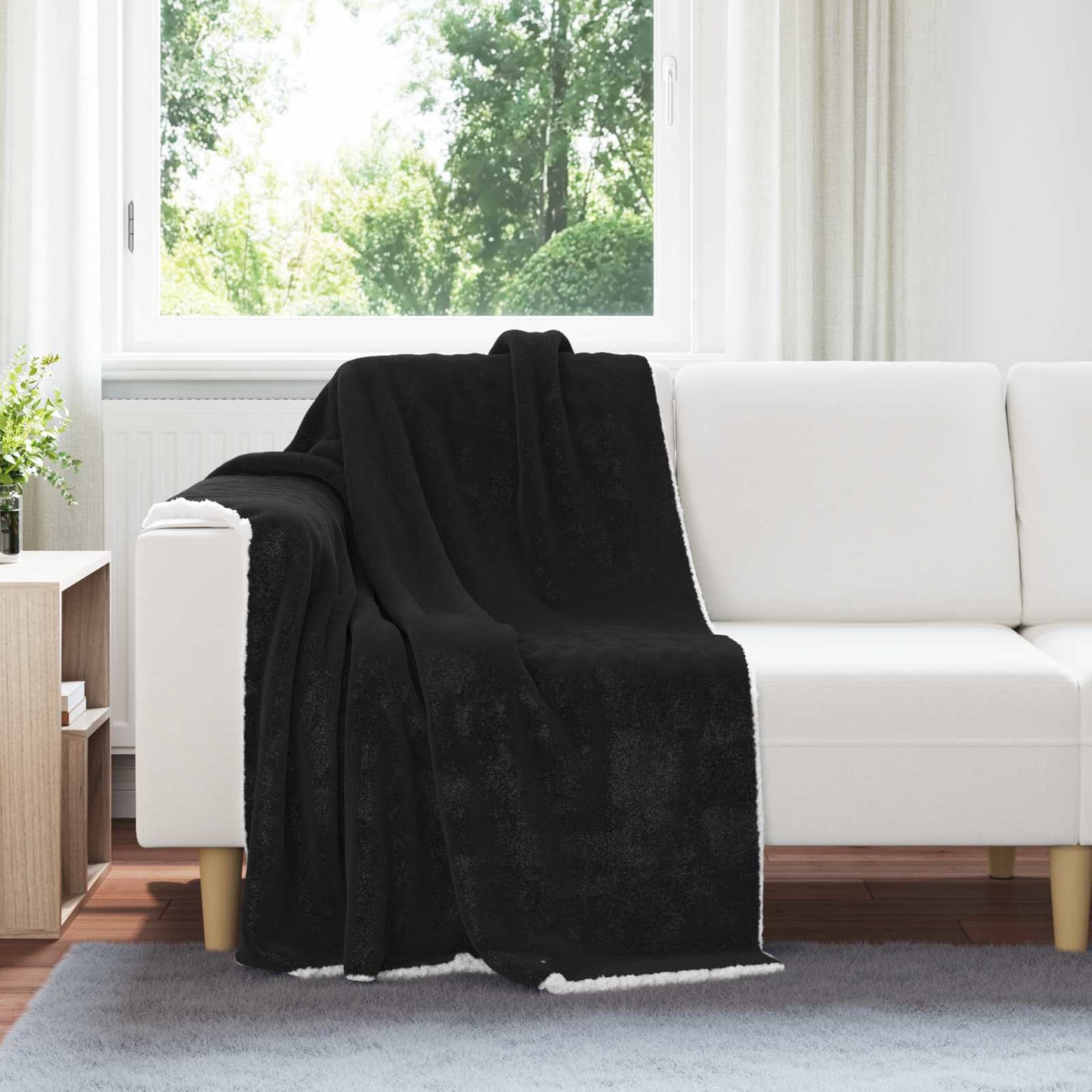 Throw Blanket Black 130 x 150 cm 1 kg Fleece