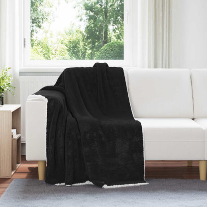 Throw Blanket Black 130 x 150 cm 1 kg Fleece