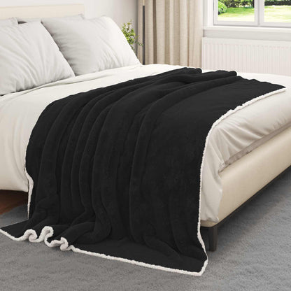Throw Blanket Black 150 x 200 cm Fleece