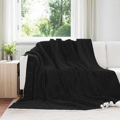 Throw Blanket Black 240 x 270 cm Fleece