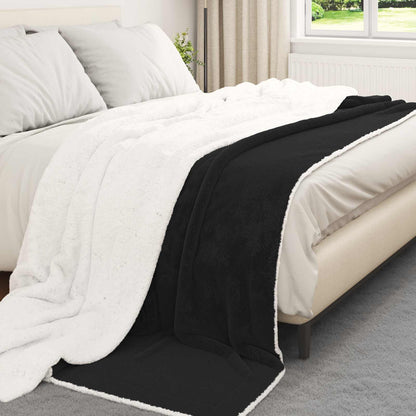 Throw Blanket Black 240 x 270 cm Fleece