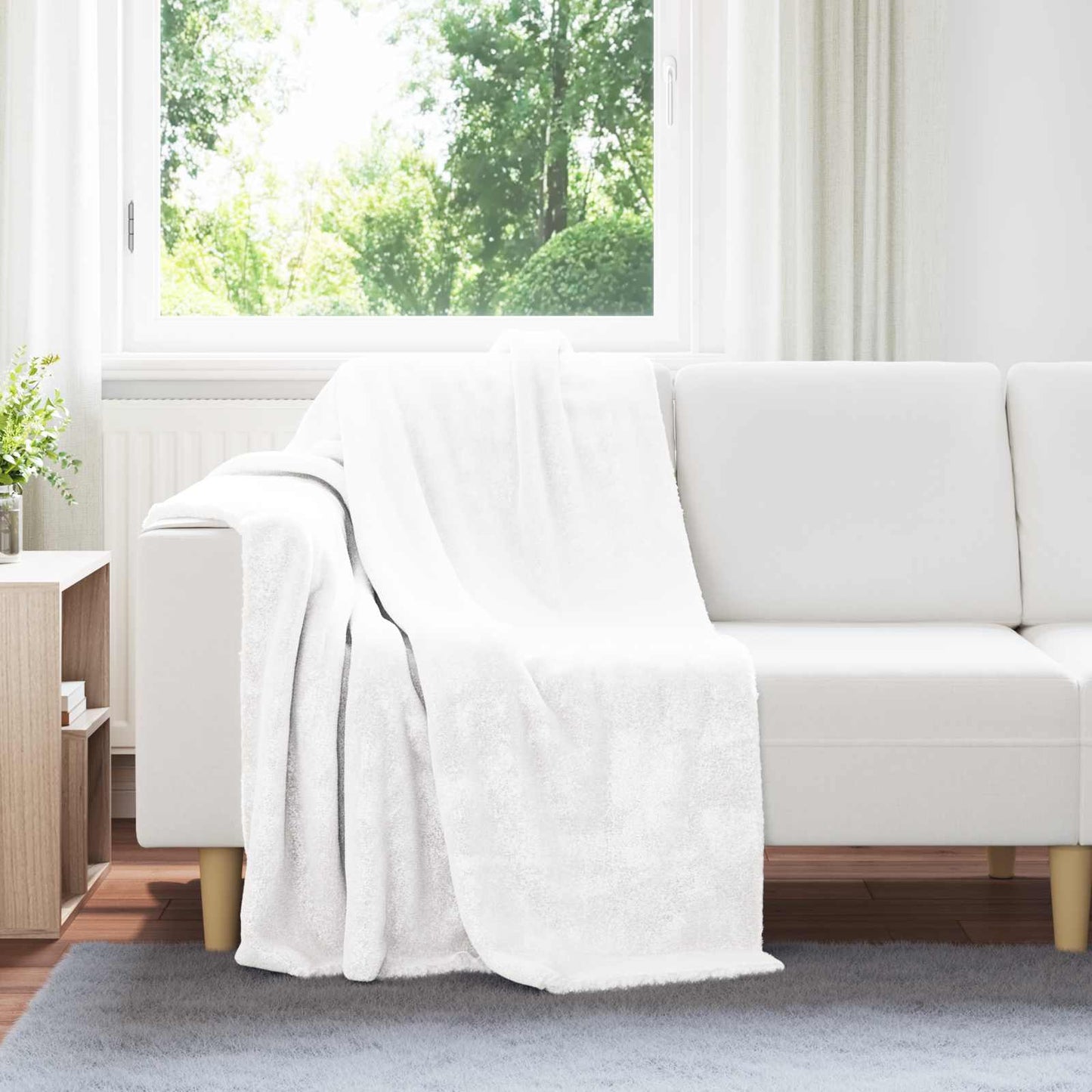 Throw Blanket White 130 x 150 cm 1 kg Fleece