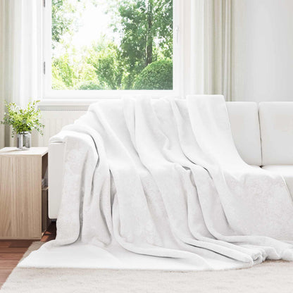 Throw Blanket White 220 x 240 cm Fleece