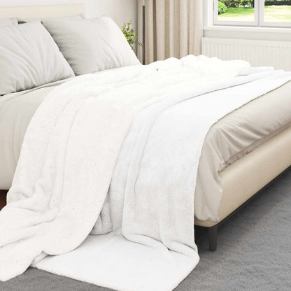 Throw Blanket White 220 x 240 cm Fleece
