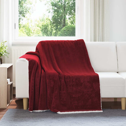 Throw Blanket Bordeaux Red 150 x 200 cm Fleece