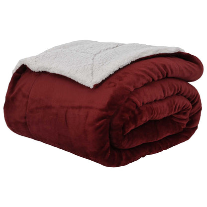 Throw Blanket Bordeaux Red 240 x 270 cm Fleece