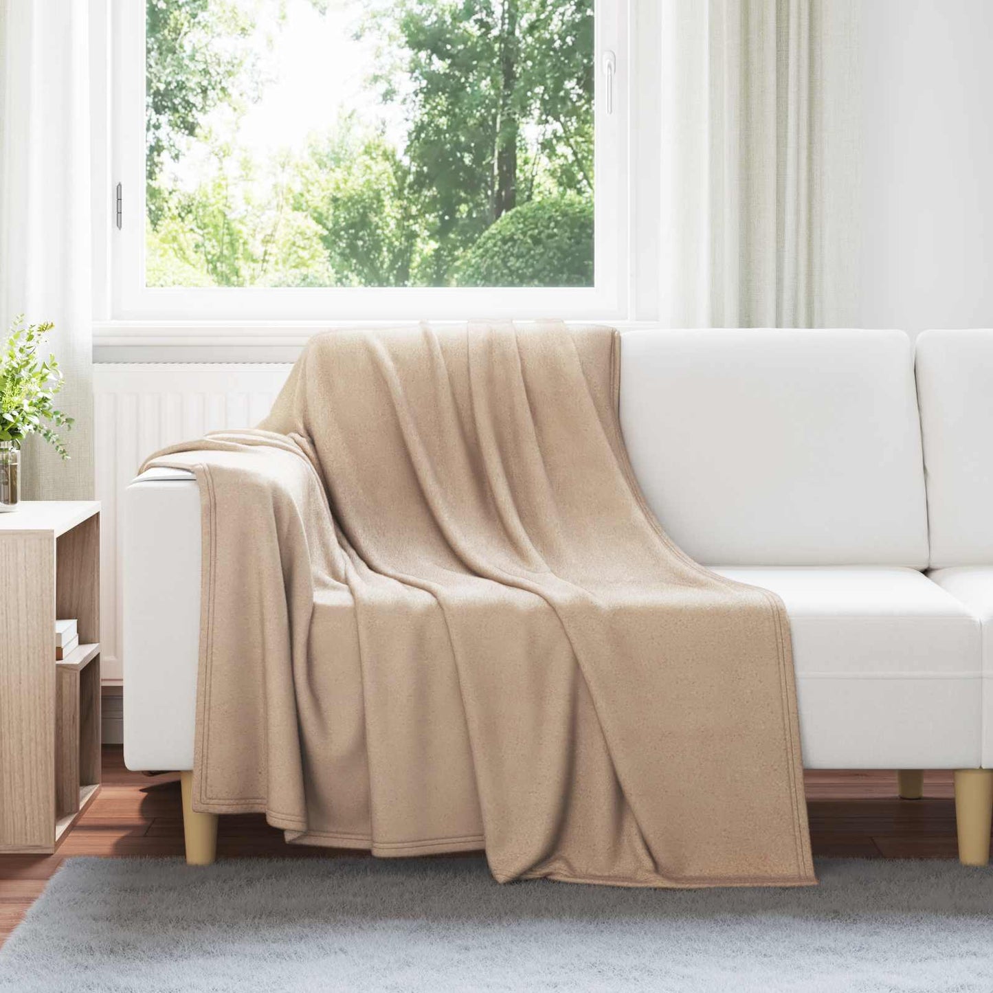 Throw Blanket Camel 200 x 150 cm Fleece
