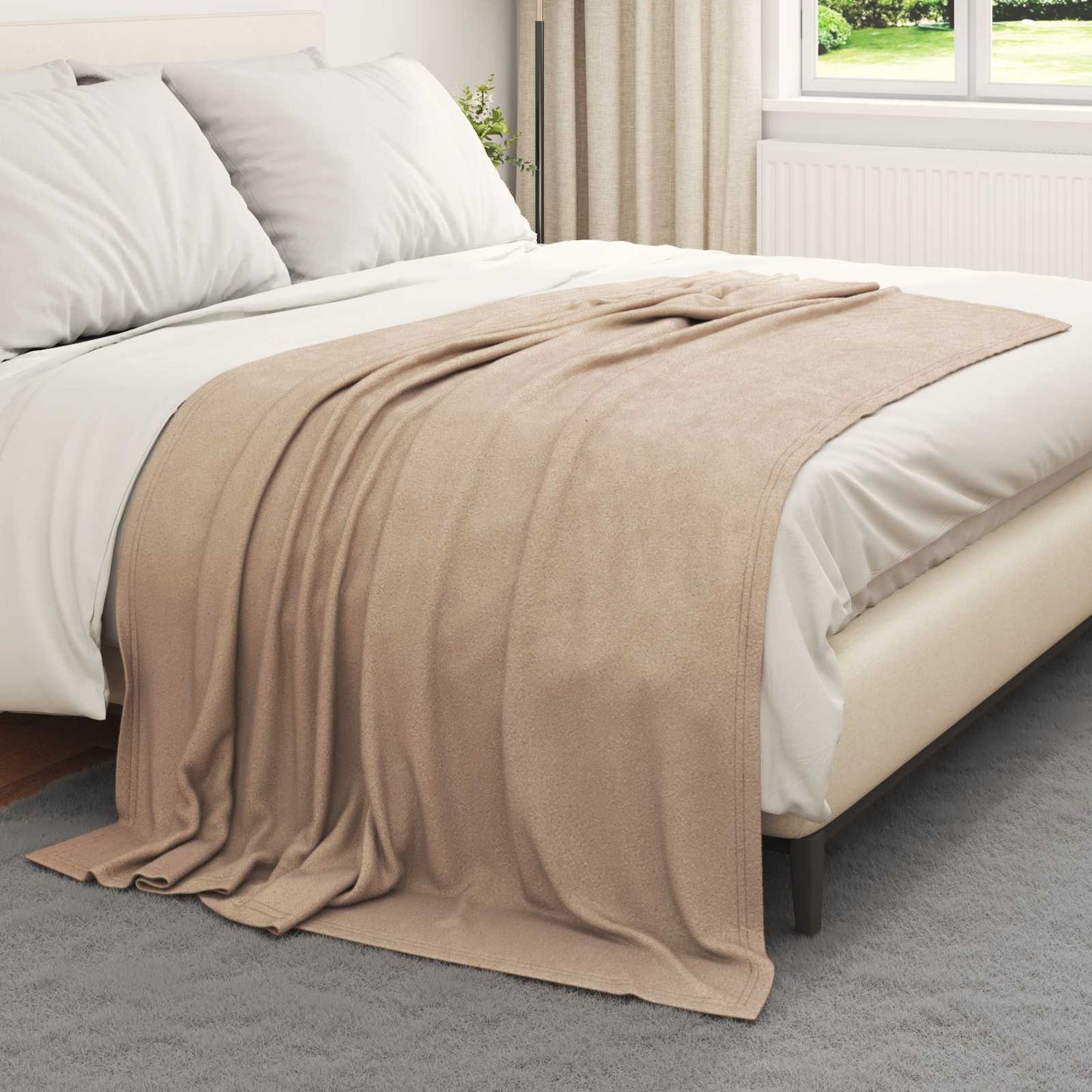 Throw Blanket Camel 200 x 150 cm Fleece