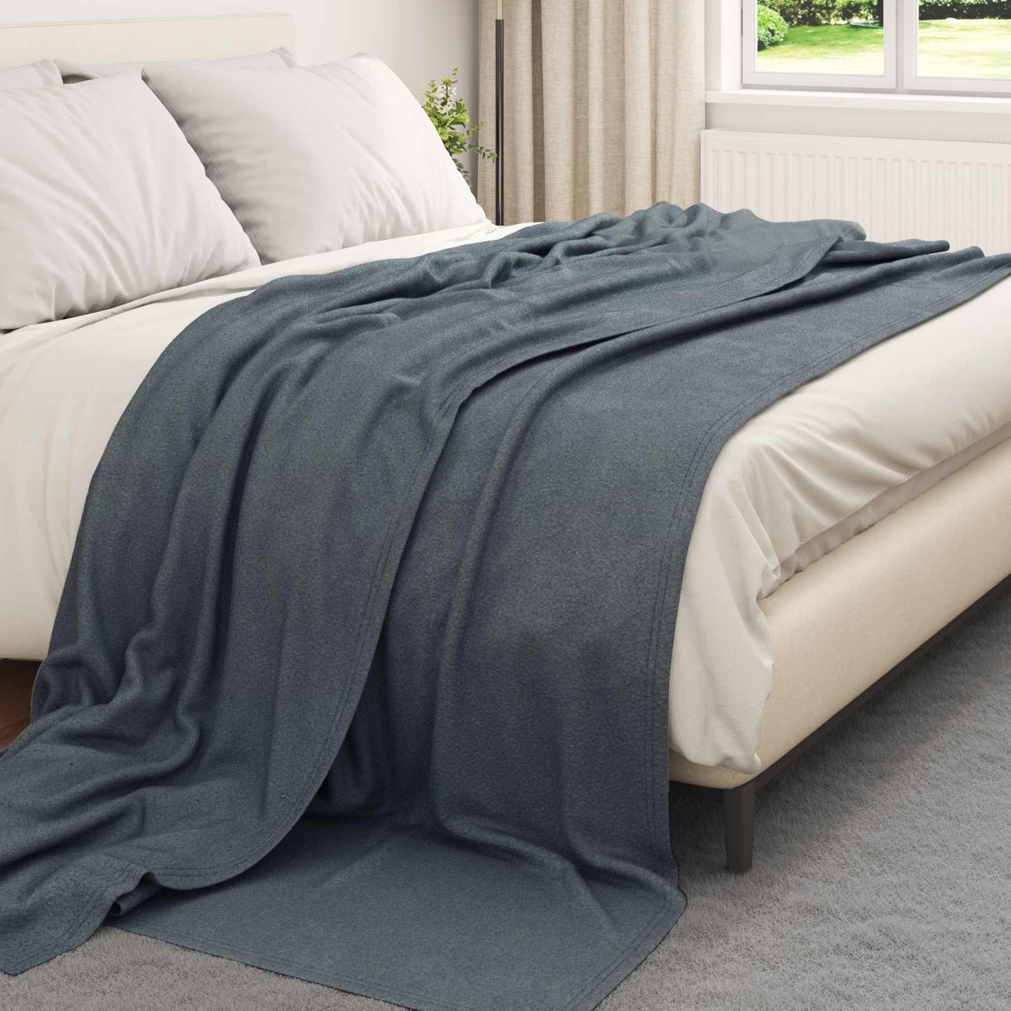 Throw Blanket Dark Grey 240 x 220 cm Fleece