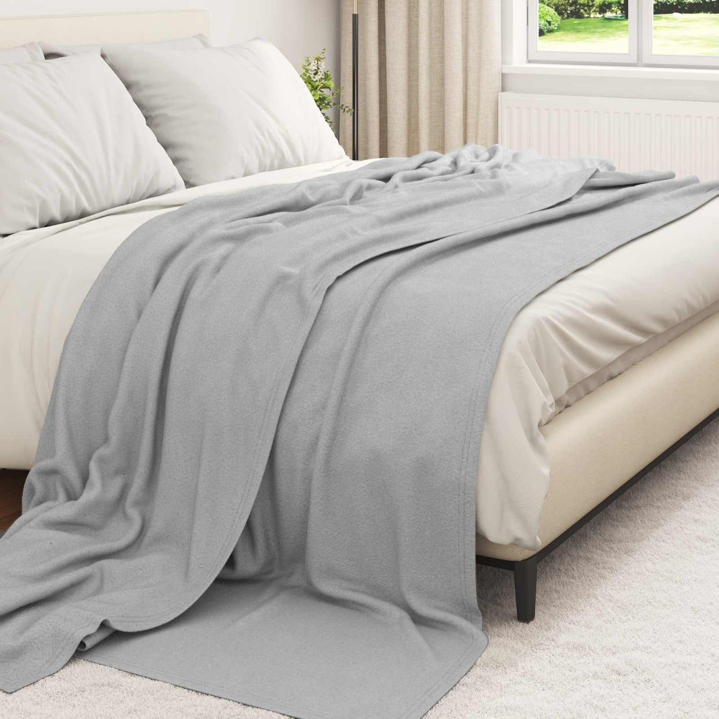 Throw Blanket Grey 240 x 220 cm Fleece