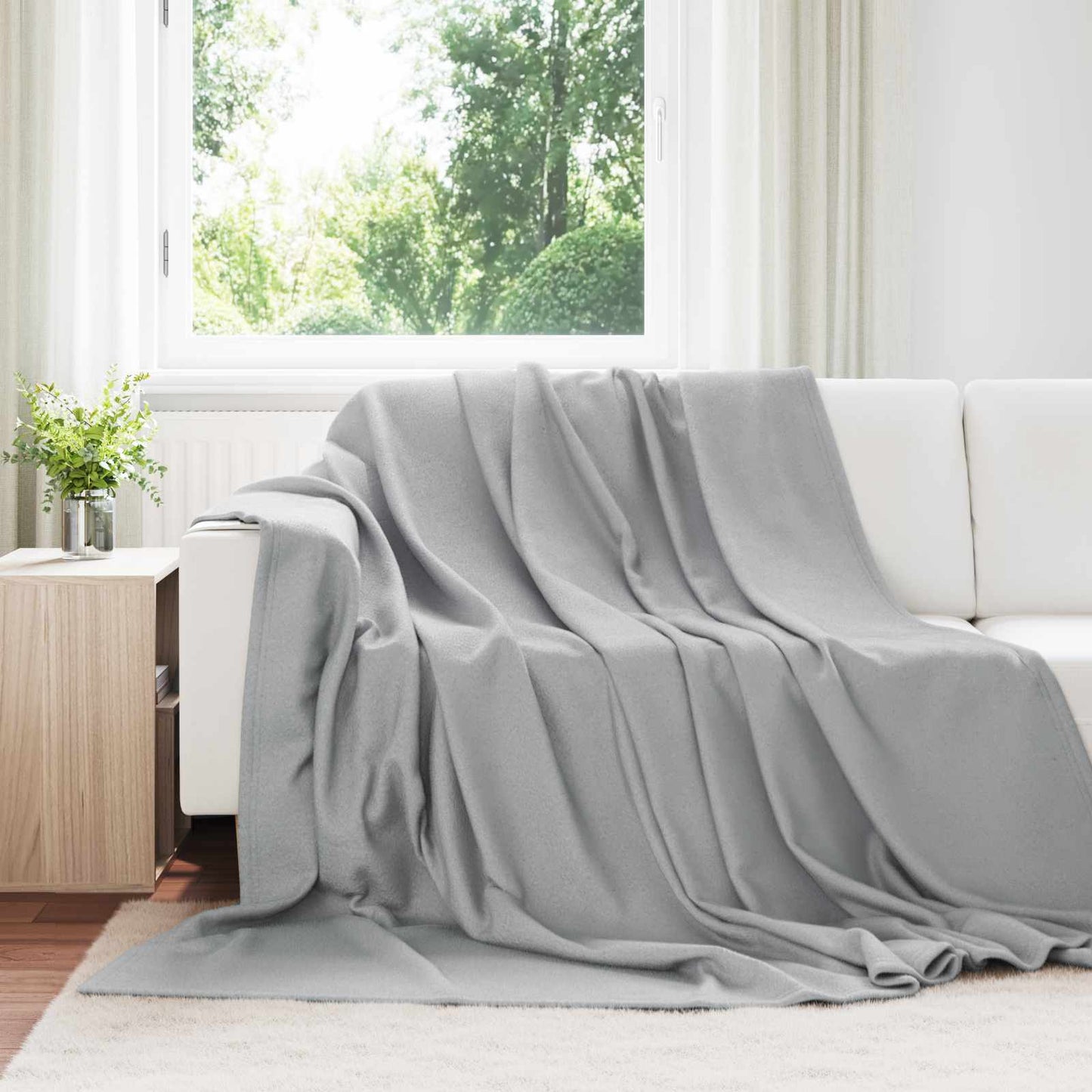 Throw Blanket Grey 270 x 240 cm Fleece