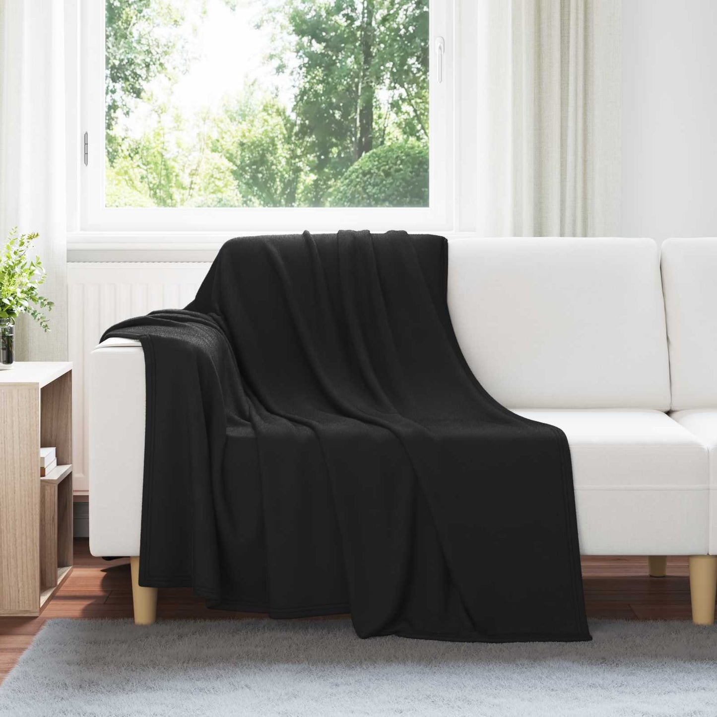 Throw Blanket Black 200 x 150 cm Fleece