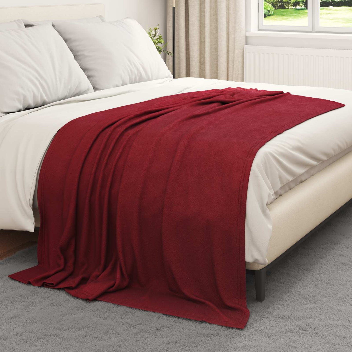Throw Blanket Bordeaux Red 200 x 150 cm Fleece