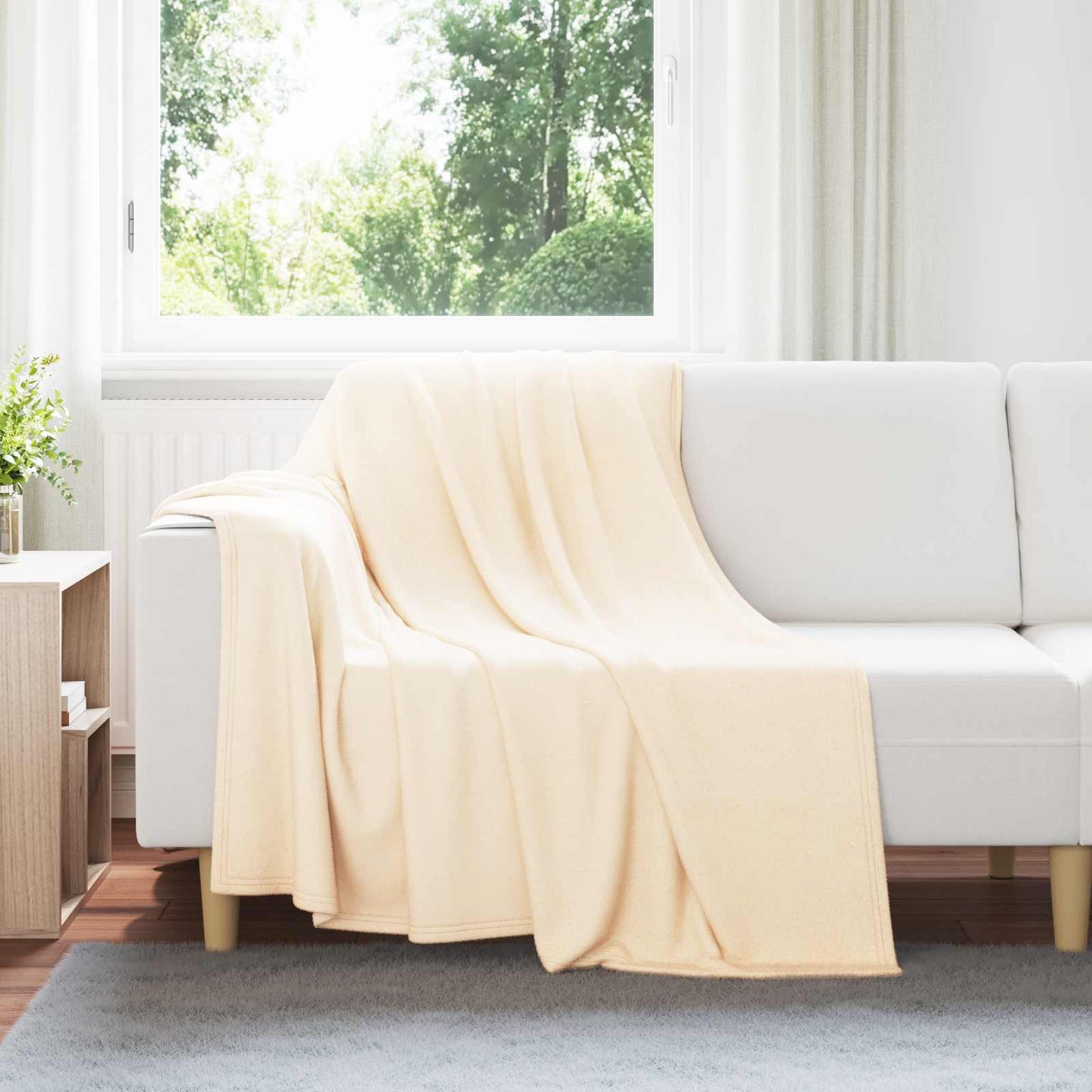 Throw Blanket Cream 200 x 150 cm Fleece