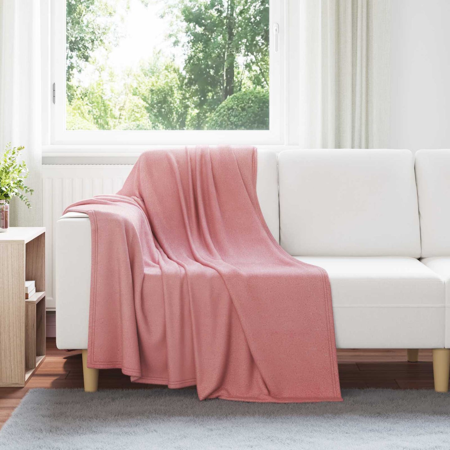 Throw Blanket Pink 170 x 130 cm Fleece