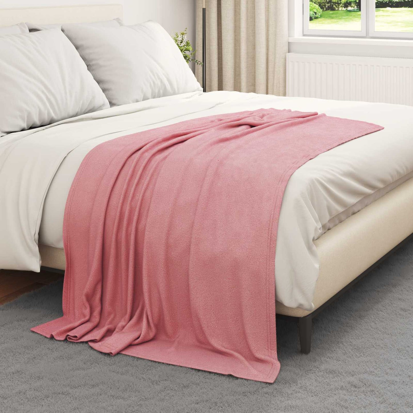 Throw Blanket Pink 170 x 130 cm Fleece