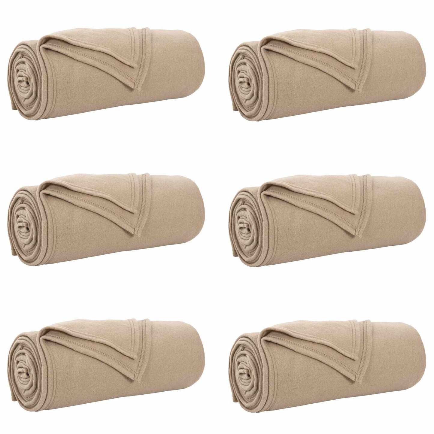 Throw Blankets 6 pcs Camel 240 x 220 cm Fleece
