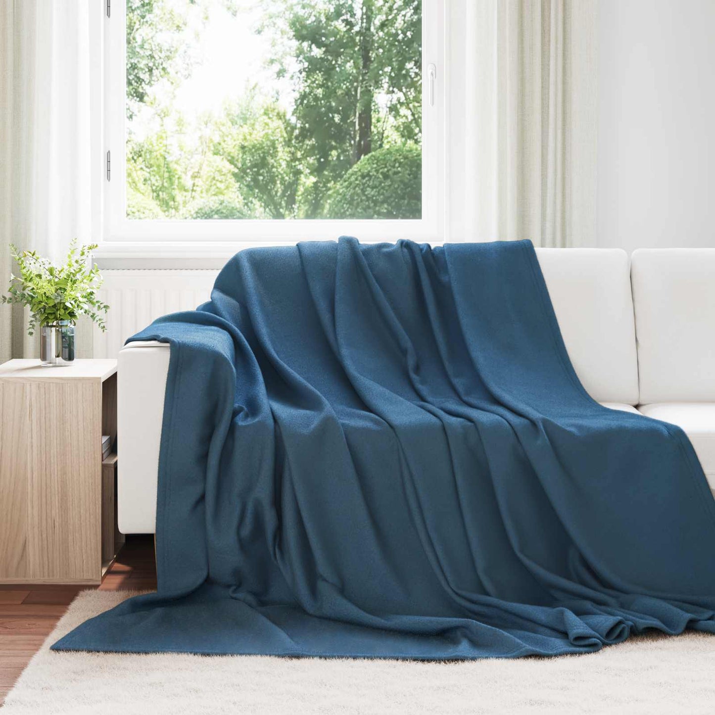 Throw Blankets 6 pcs Navy Blue 270 x 240 cm Fleece
