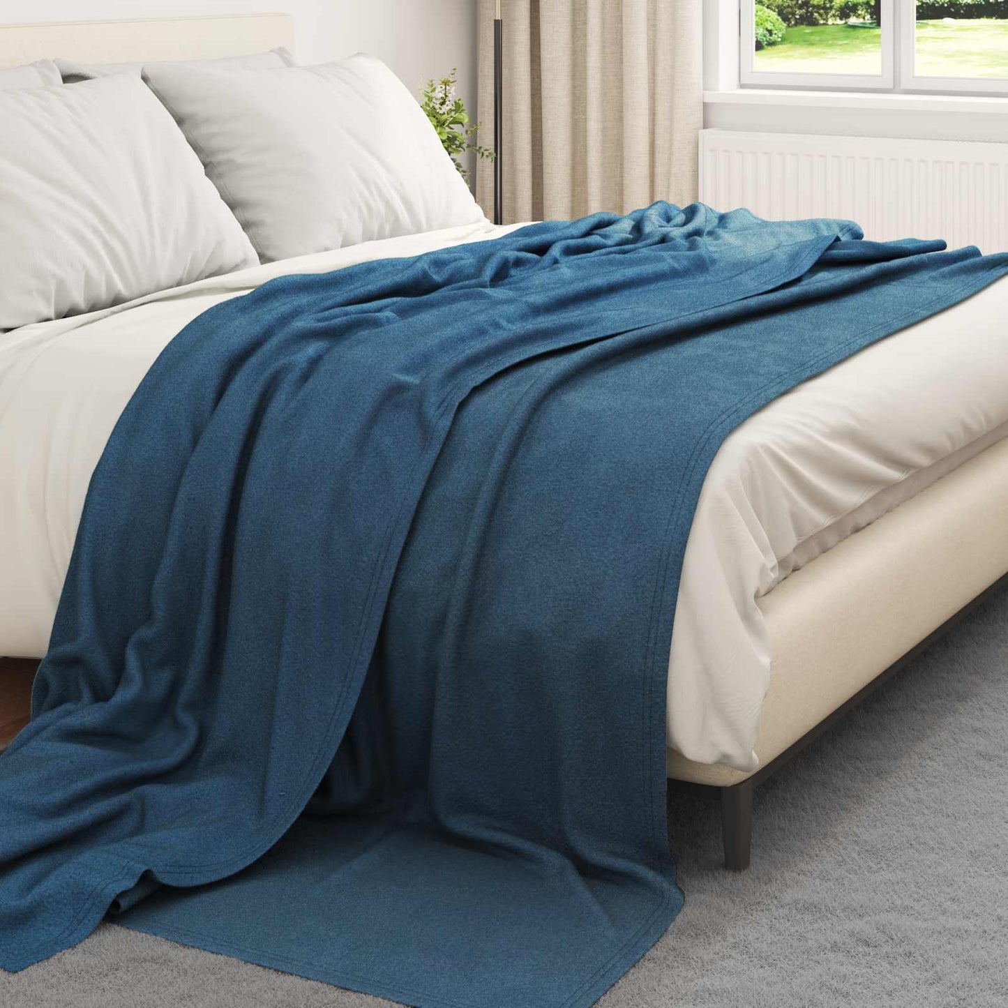 Throw Blankets 6 pcs Navy Blue 270 x 240 cm Fleece