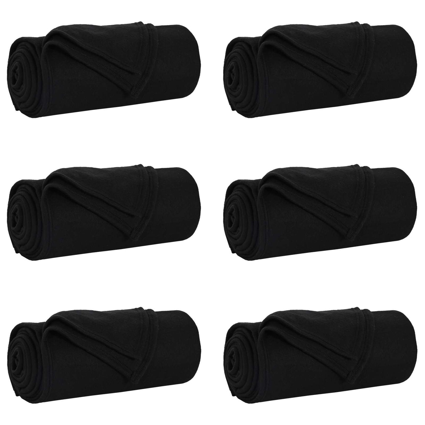 Throw Blankets 6 pcs Black 170 x 130 cm Fleece