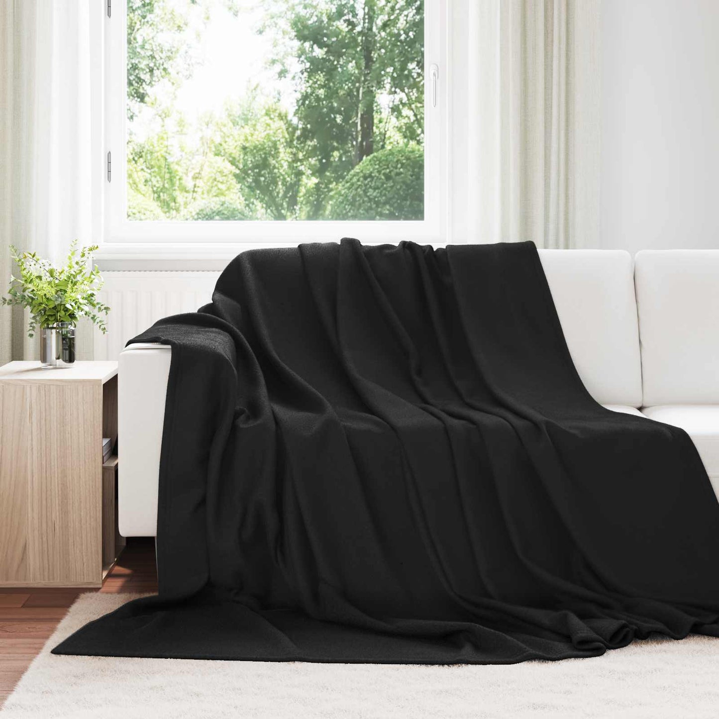 Throw Blankets 6 pcs Black 240 x 220 cm Fleece