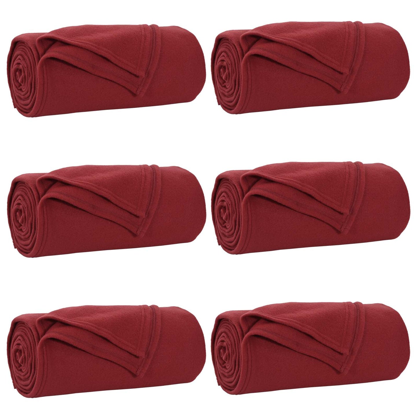 Throw Blankets 6 pcs Bordeaux Red 170 x 130 cm Fleece