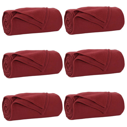 Throw Blankets 6 pcs Bordeaux Red 200 x 150 cm Fleece