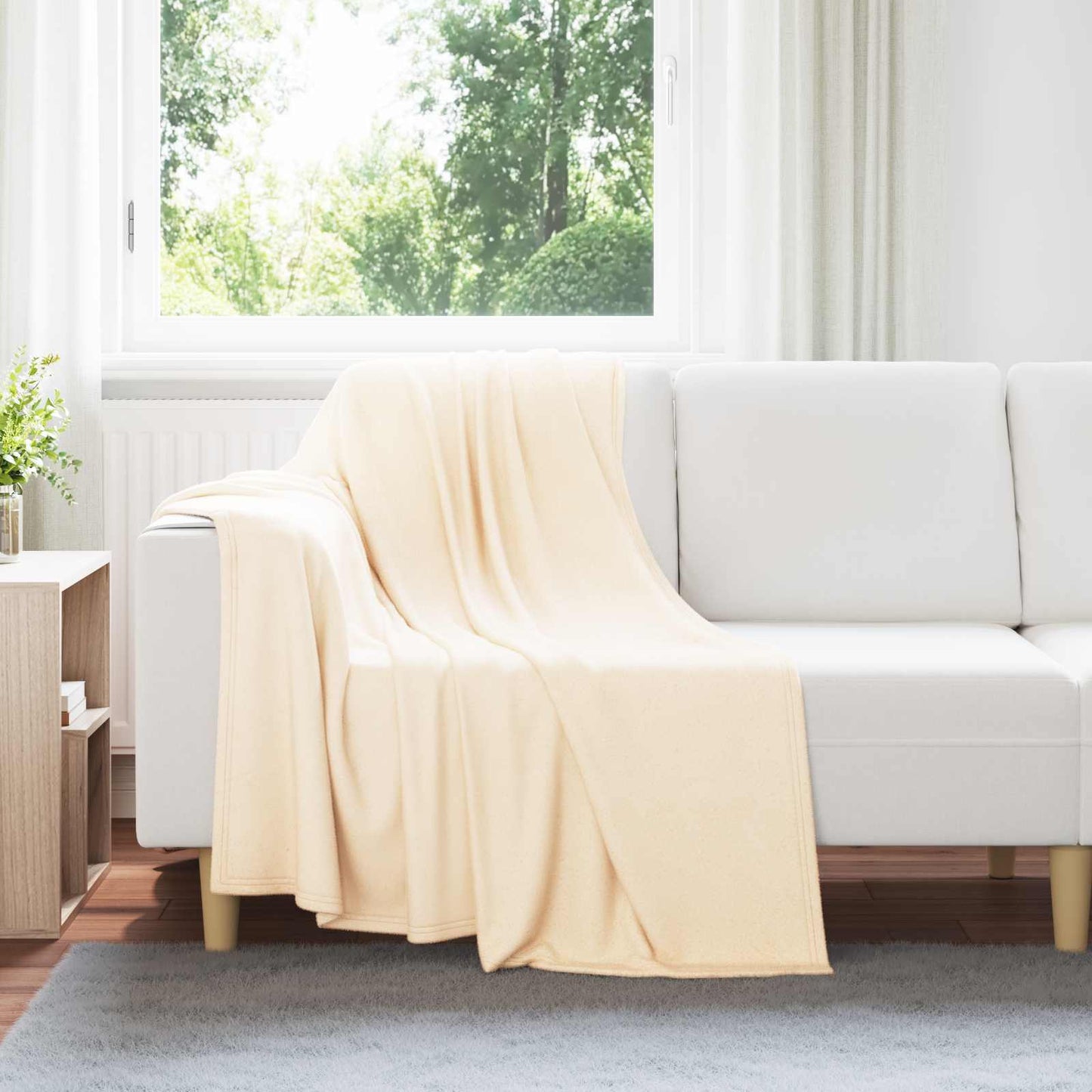 Throw Blankets 6 pcs Cream 170 x 130 cm Fleece