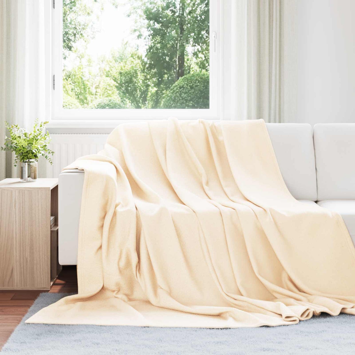 Throw Blankets 6 pcs Cream 240 x 220 cm Fleece