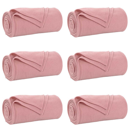 Throw Blankets 6 pcs Pink 240 x 220 cm Fleece