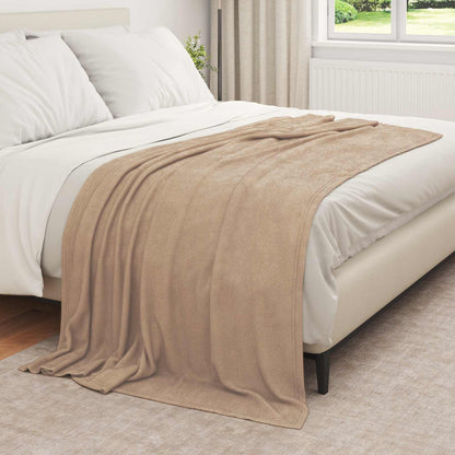 Throw Blanket Camel 210 x 140 cm Fleece