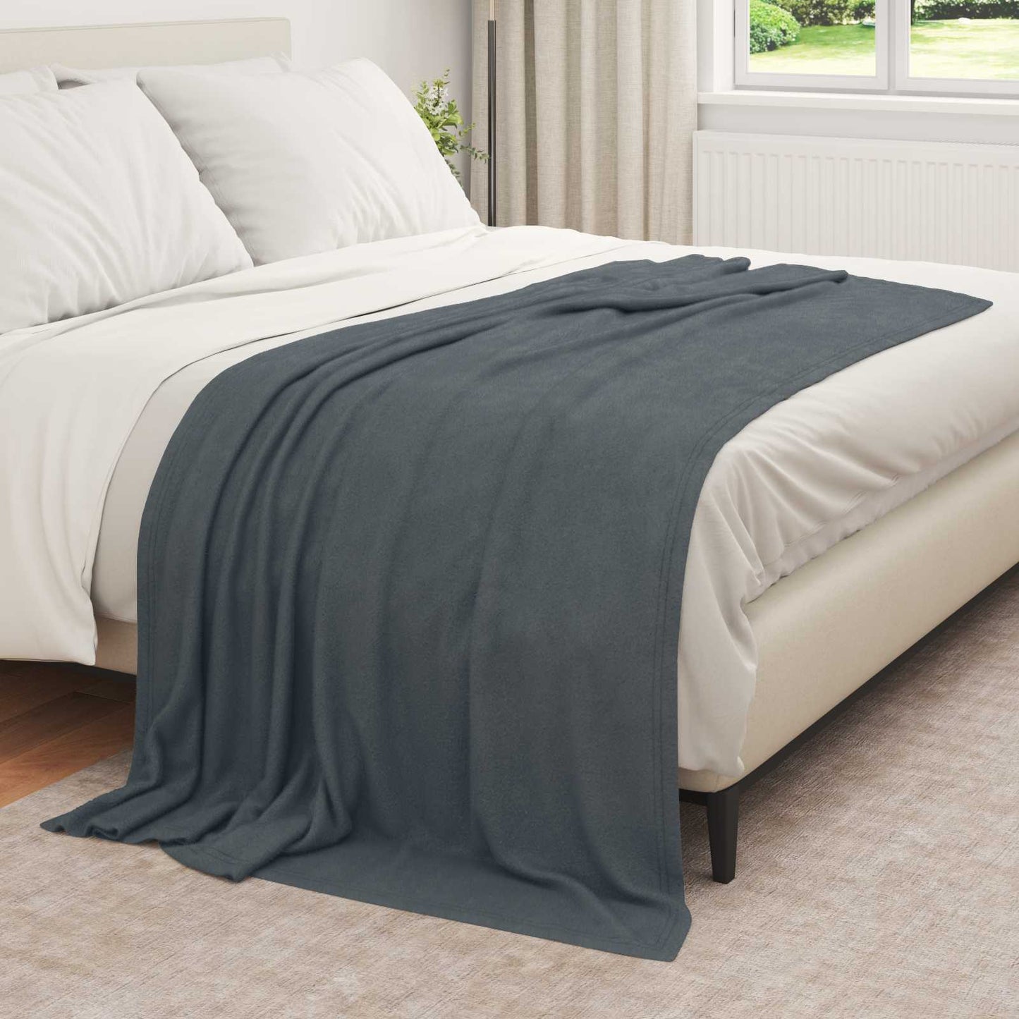 Throw Blanket Dark Grey 210 x 140 cm Fleece