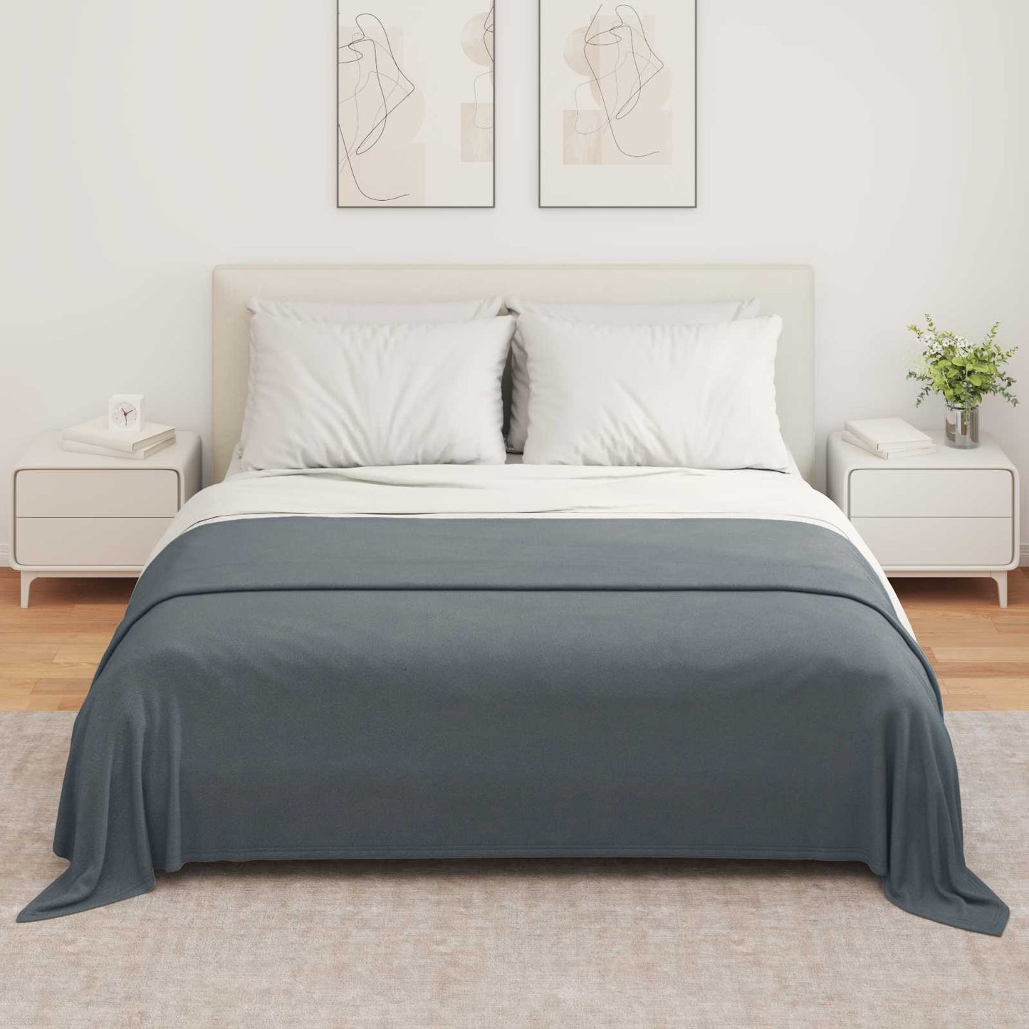 Throw Blanket Dark Grey 280 x 210 cm Fleece