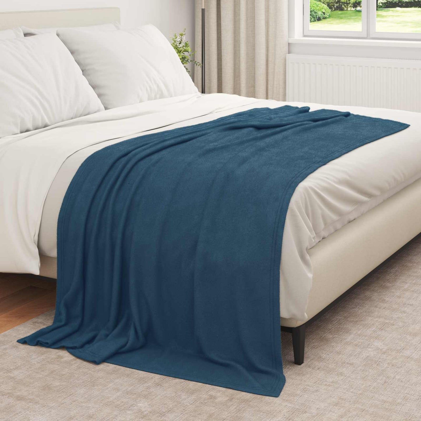 Throw Blanket Navy Blue 210 x 140 cm Fleece