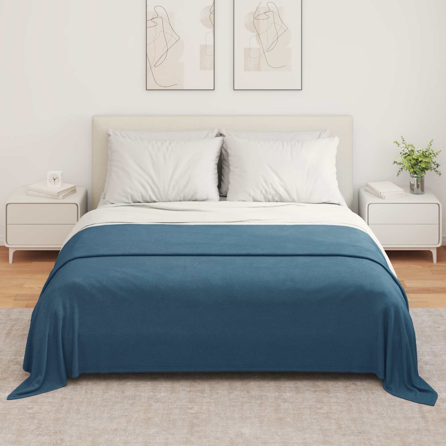 Throw Blanket Navy Blue 280 x 210 cm Fleece