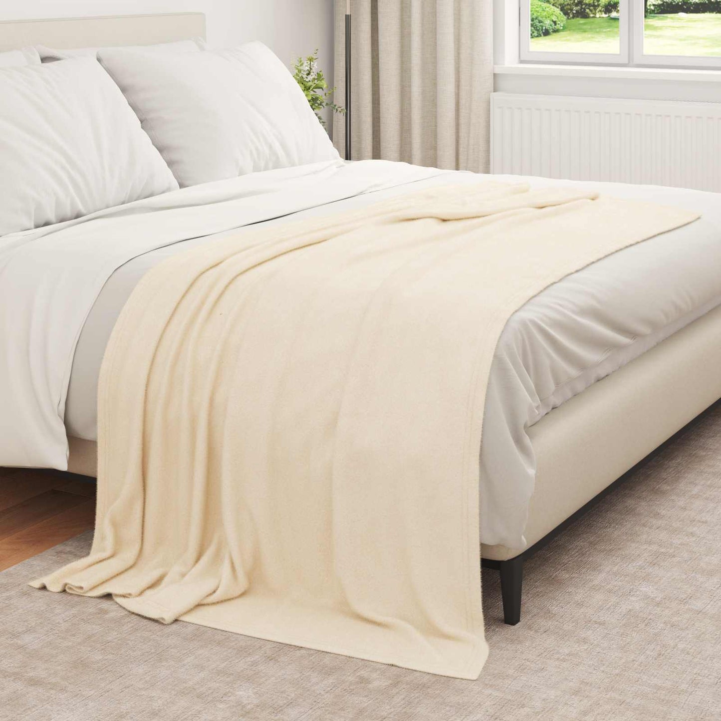 Throw Blankets 6 pcs Cream 210 x 140 cm Fleece