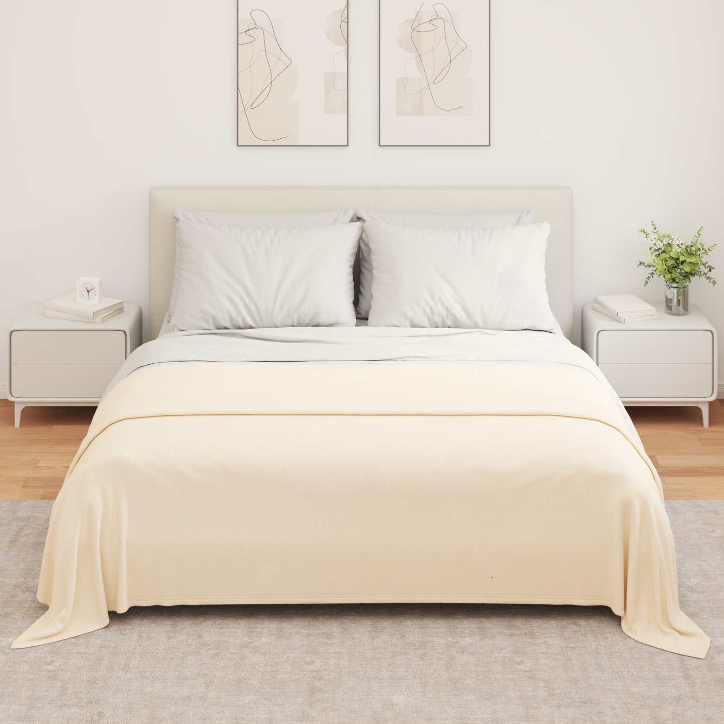 Throw Blankets 6 pcs Cream 280 x 210 cm Fleece