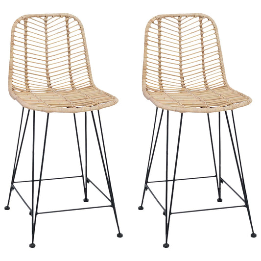 Bar Chair 2 pcs Natural 44.5 x 54.5 x 97.5 cm Rattan and Iron