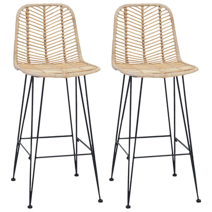 Bar Chair 2 pcs Natural 44.5 x 53 x 111 cm Rattan and Iron