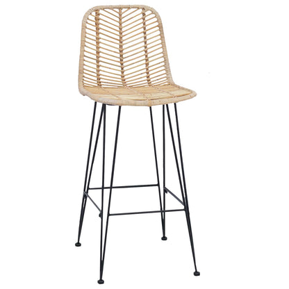 Bar Chair 2 pcs Natural 44.5 x 53 x 111 cm Rattan and Iron
