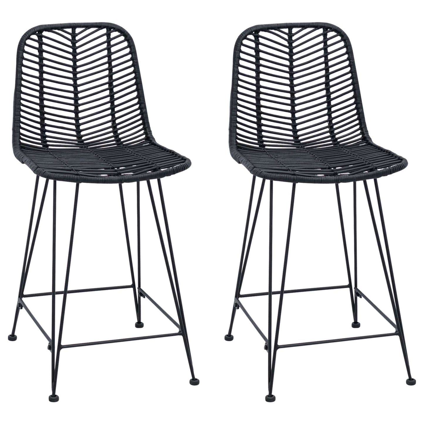 Bar Chair 2 pcs Black 44.5 x 54.5 x 97.5 cm Rattan and Iron