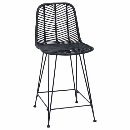 Bar Chair 2 pcs Black 44.5 x 54.5 x 97.5 cm Rattan and Iron