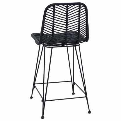 Bar Chair 2 pcs Black 44.5 x 54.5 x 97.5 cm Rattan and Iron