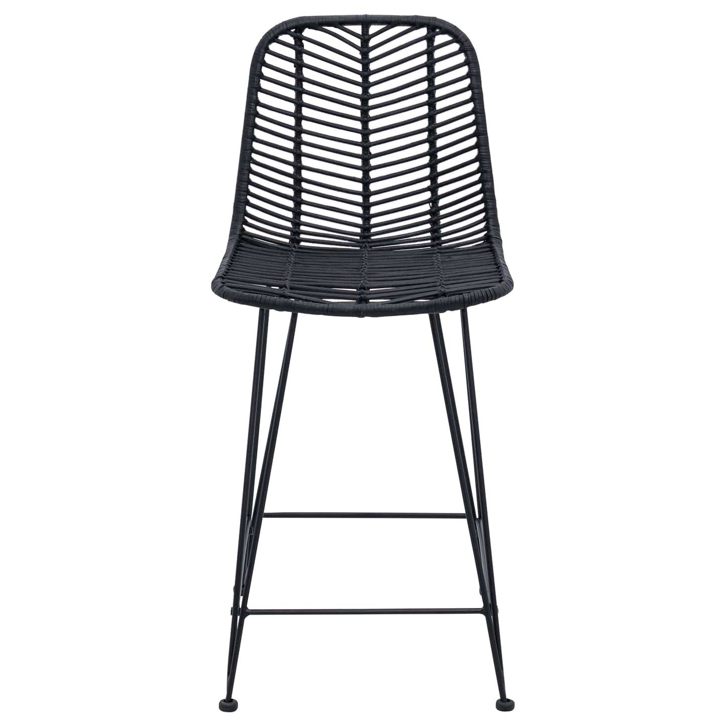 Bar Chair 2 pcs Black 44.5 x 54.5 x 97.5 cm Rattan and Iron